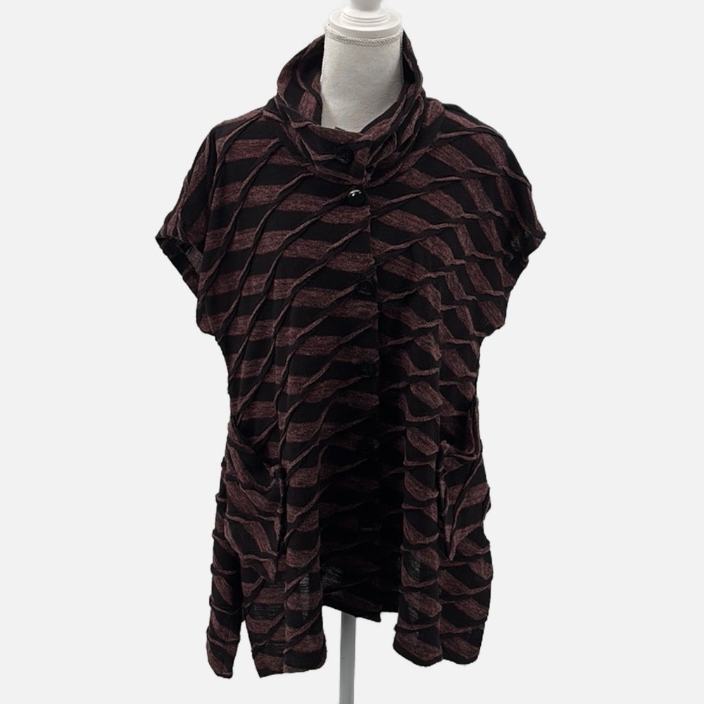 IC by Connie K. Cowl Neck Cap Sleeve Slant Stripe Jacket - Size Small
